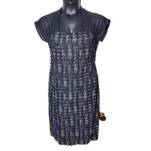 R&M Richards Black Size 10 Sheer Illusion Neckline Pleated  Dress Semi Formal